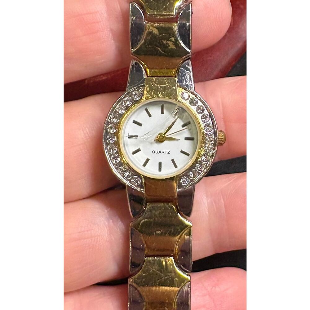 Women's Two Tone Blair Watch, Crystal Accents, Bracelet Band  Size 6 1/2"